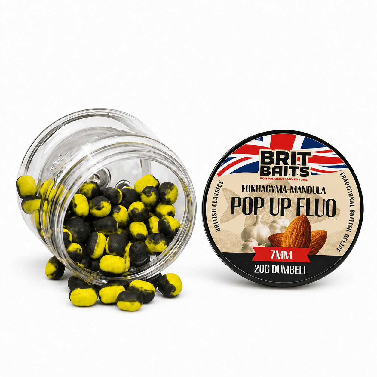 Britbaits Method Feeder Floating Pop Up Boilie 7 Mm - Garlic & Almond - For Carp And , 20 G