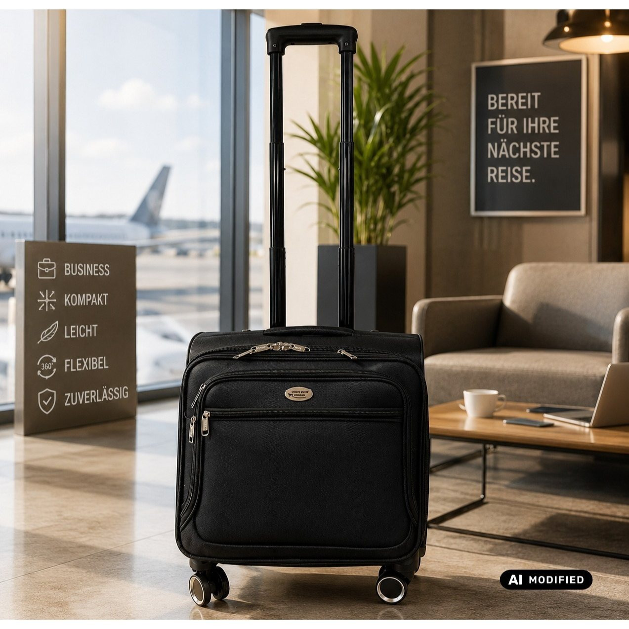 Image of Trolley Suitcase With Aluminum Telescopic Handle And 360° Smooth-running Double Wheels, Lock, Hand Luggage, Briefcase With Lock, Business Notebook Laptop Case.