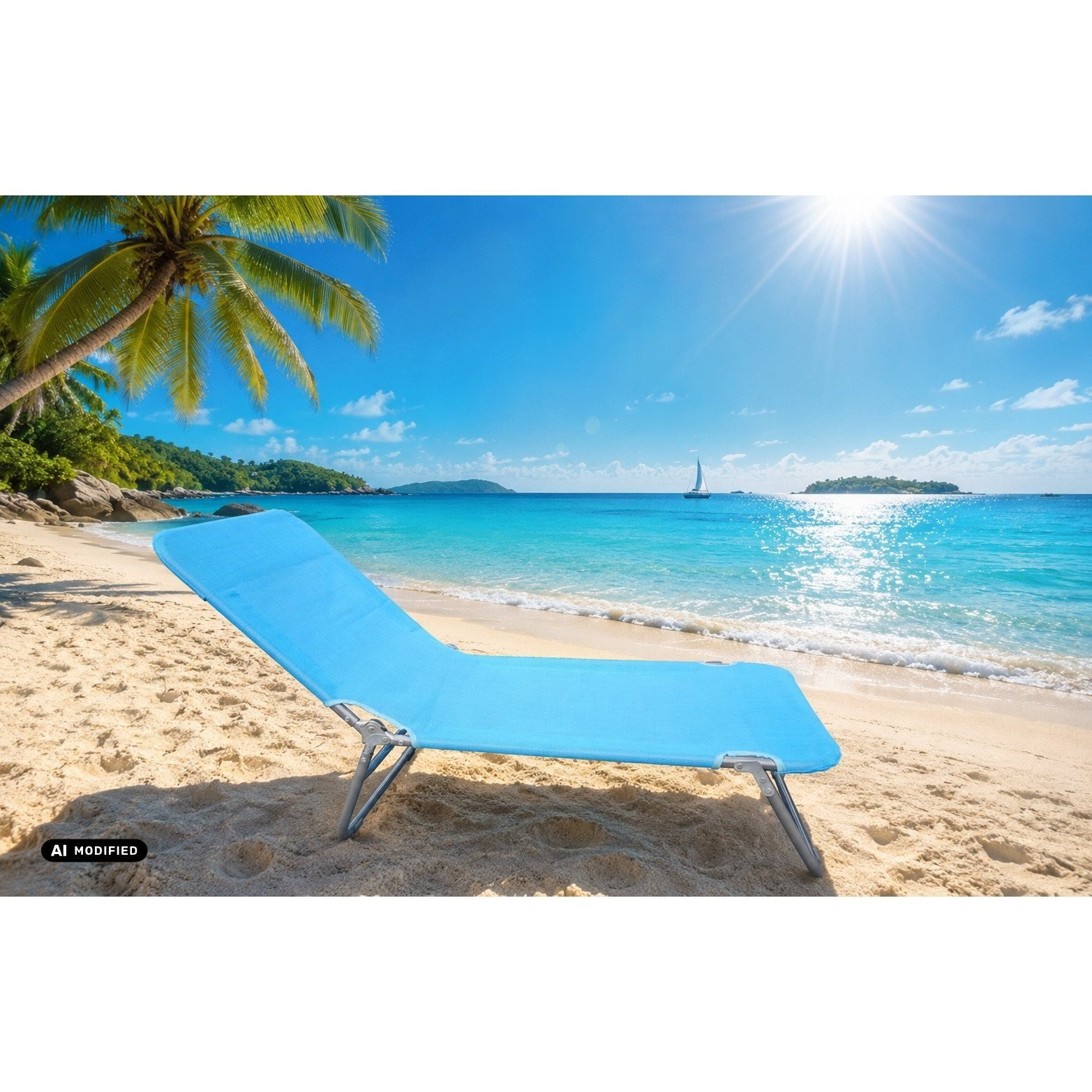 Image of " Sun Lounger For Kids, 126 X 48 X 24 Cm, Outdoor Recliner For Beach, Camping, And Garden Relaxation - 4-level Adjustable Headrest, Camping Lounger, Relaxation Lounger, Beach Lounger