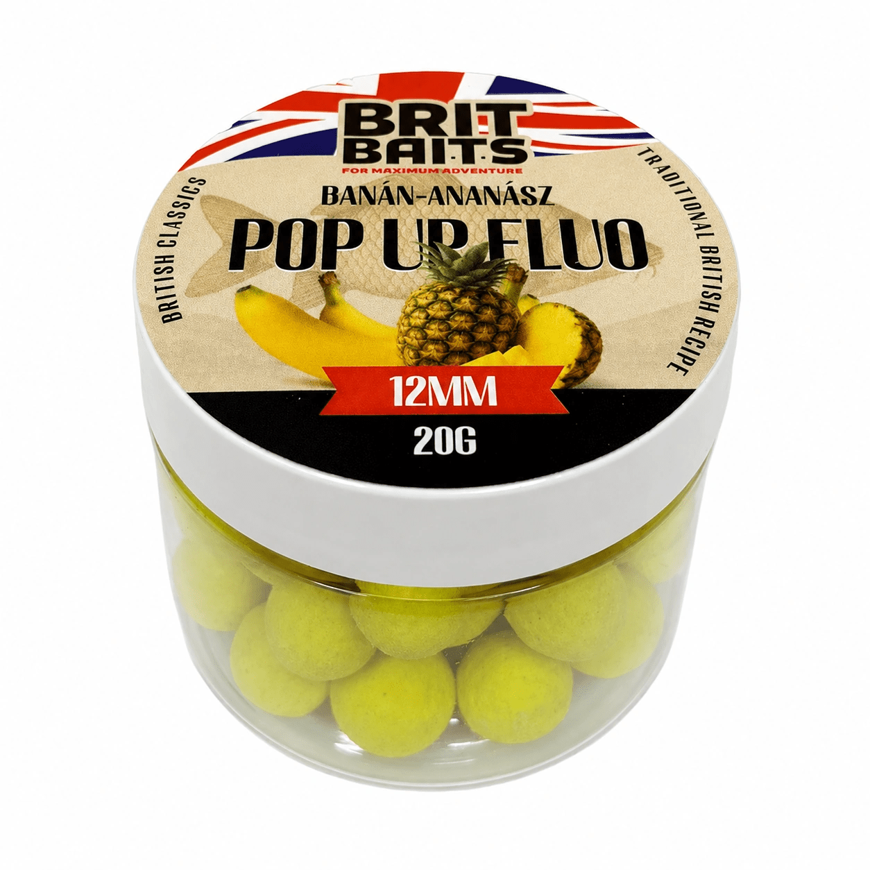 Britbaits Method Feeder Floating Pop Up Boilie 12 Mm - Banana & Pineapple - For Carp And, 20 G: retailer-supplied image