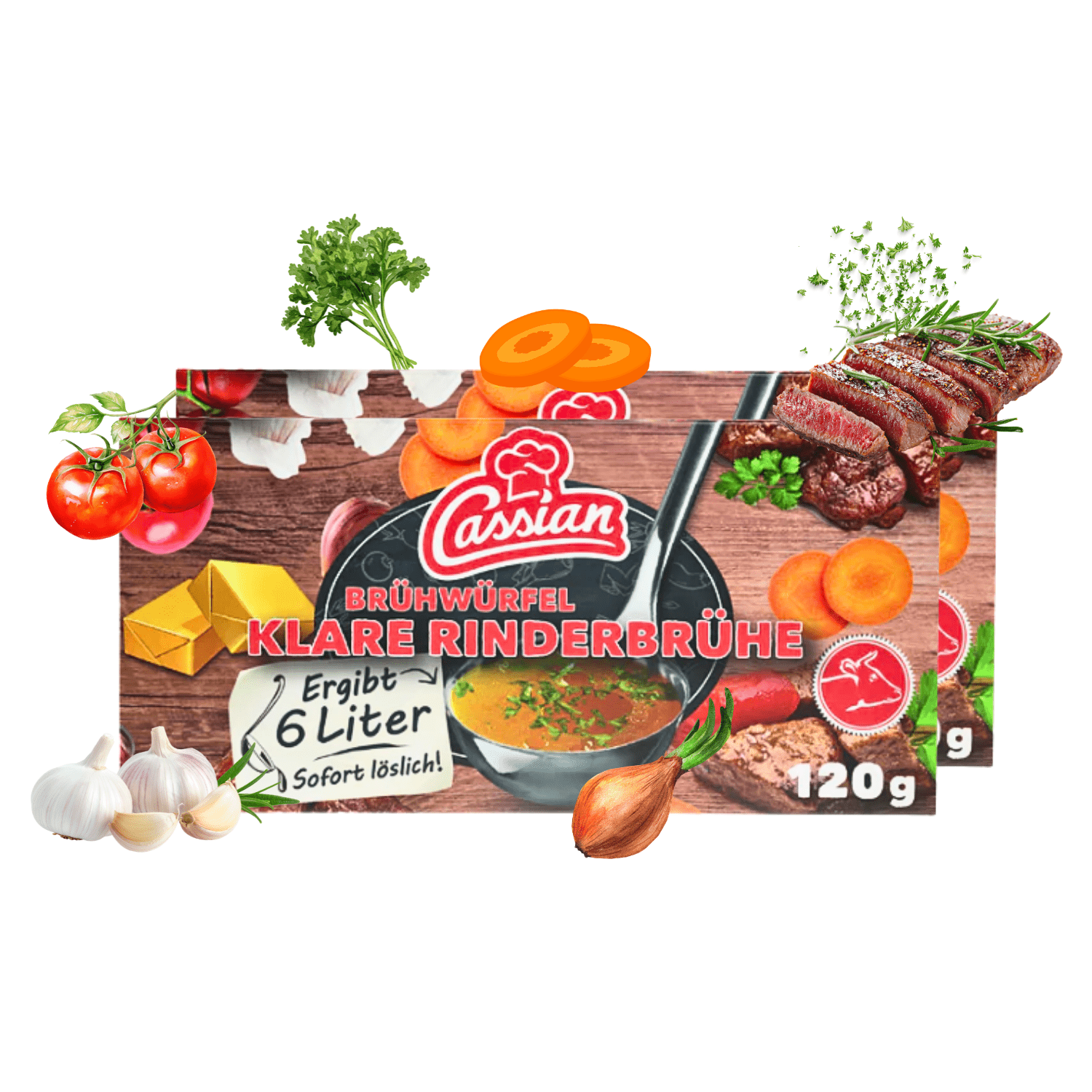 Image of Cassian Beef Broth Bouillon Cubes 120g - Makes 6 Liters Per Pack 6-pack / 30-pack - Instant Dissolving