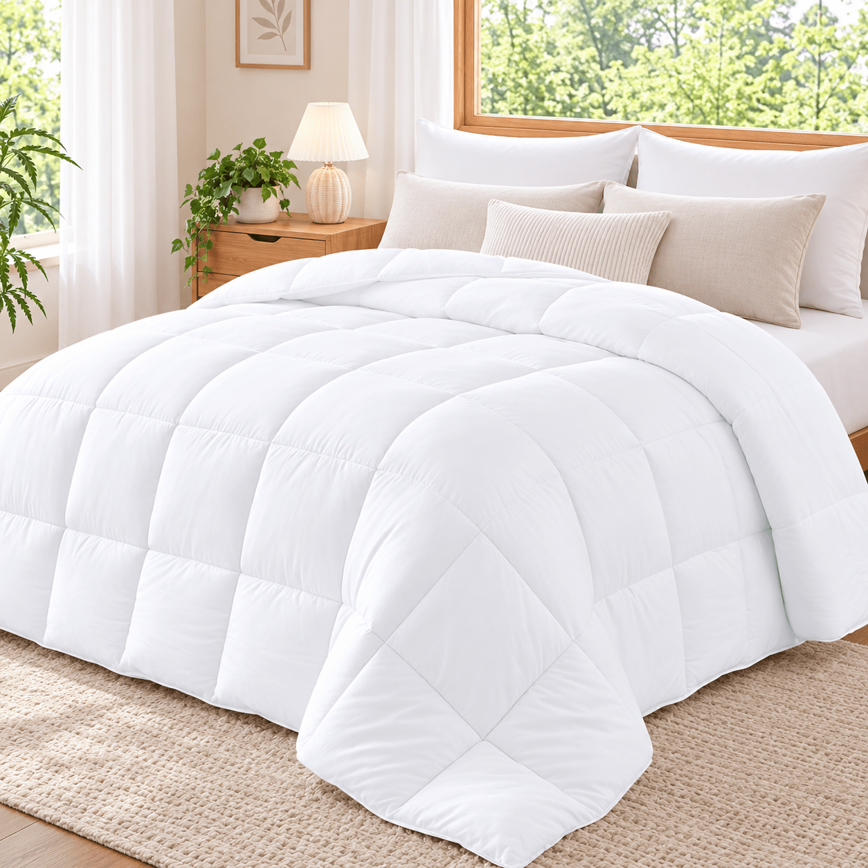TEMU Nordic Fiber Duvet 200 G/m², White, 100% Polyester Filling, Soft And Lightweight, Duvet For Autumn, Fits 90/105/135/150/180 Cm Beds, Multiple