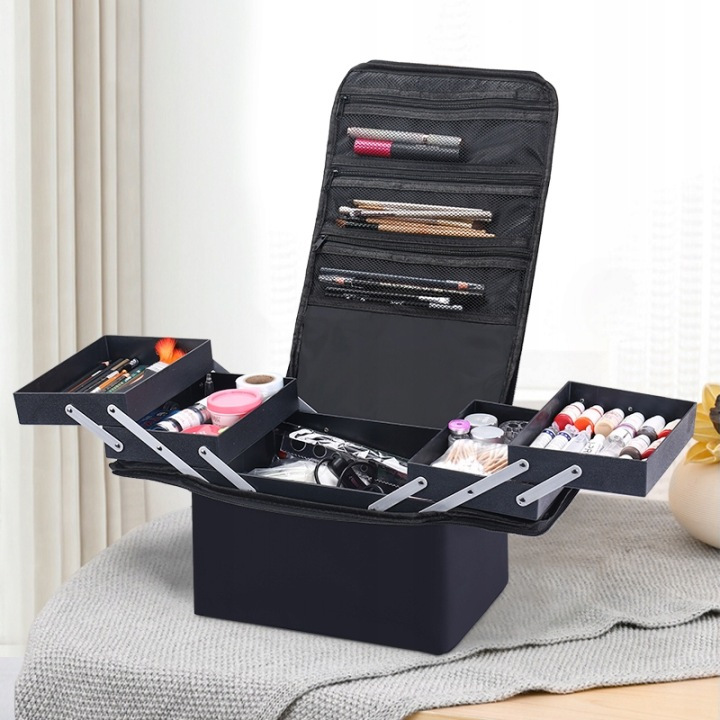 TEMU Cosmetica tas kofferstijl organizer voor cosmetica, zwart, waterdicht