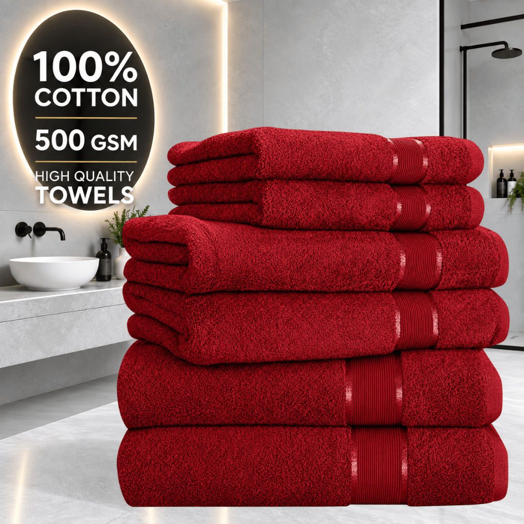 6pcs 100 cotton towel set 500 gsm soft terry towelling 2 bath towels 2 hand towels 2 guest towels   absorbent quick dry machine washable     a perfect christmas gift