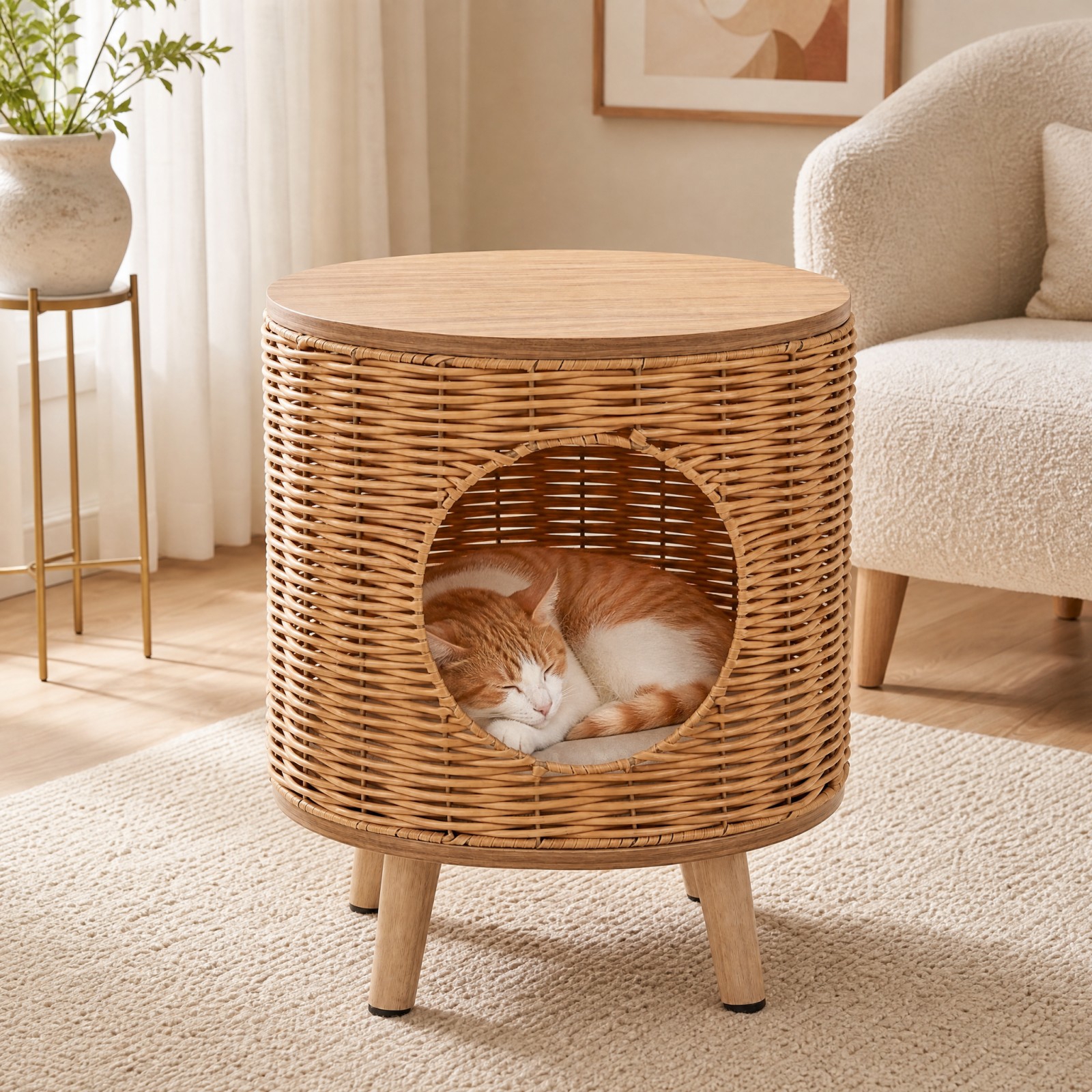 Image of Cat House, Cat Shelter With Cat Cave (natural)