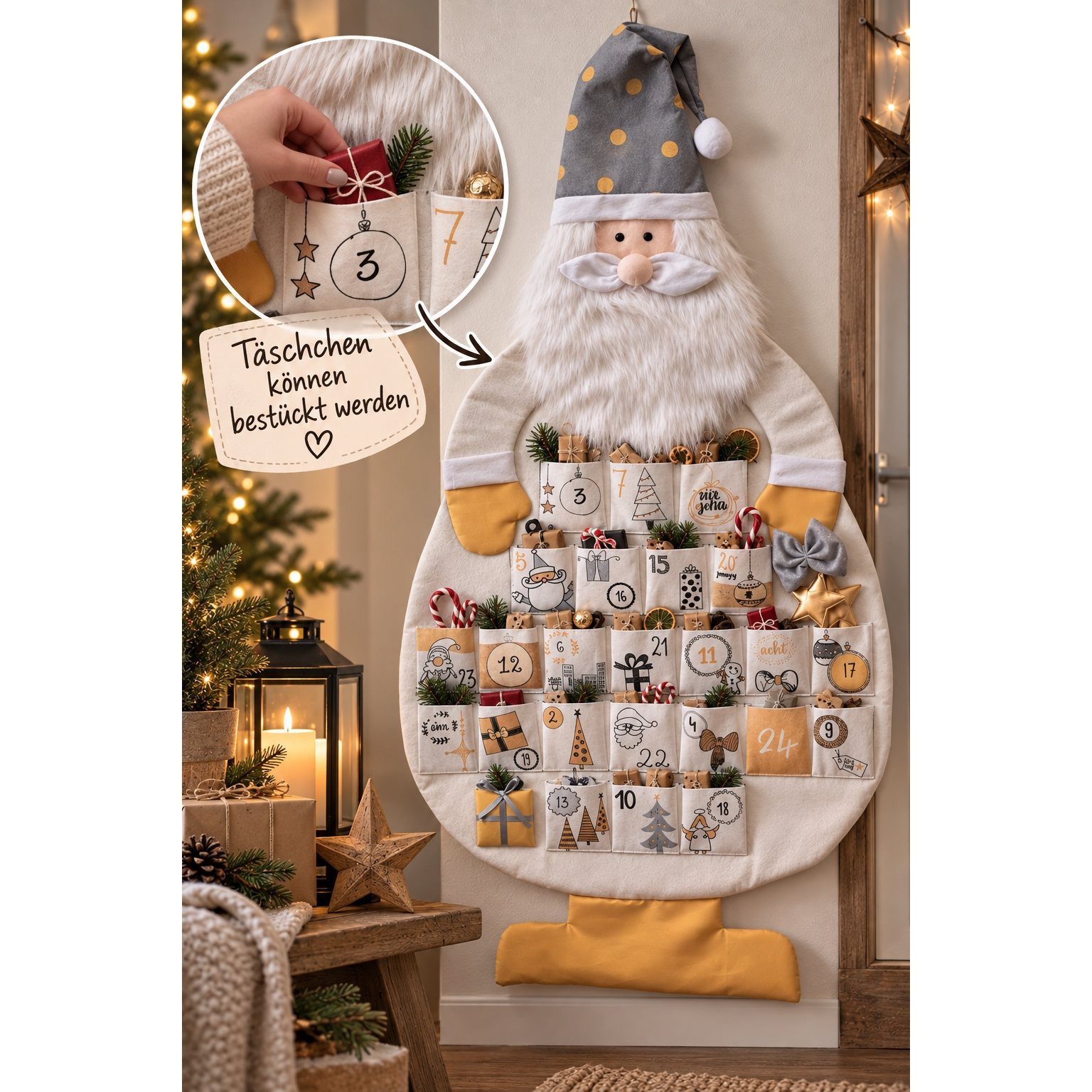 Image of White Christmas Santa Claus Advent Calendar