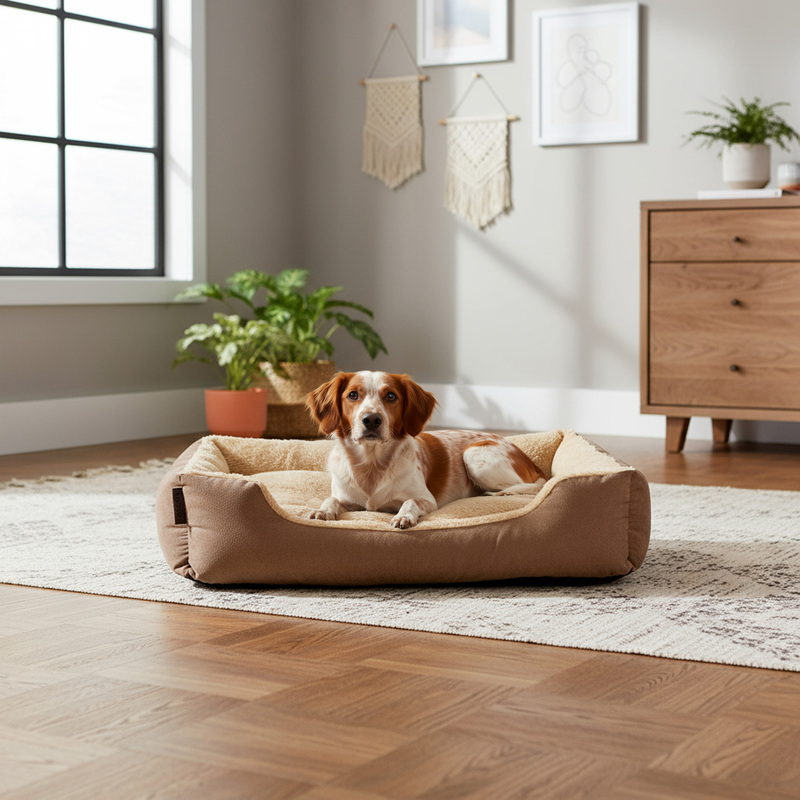 Image of Belviona Dog Bed With Reversible Cushion, Non-slip Bottom, Deep Entry For Dogs Of All Sizes, Cozy Pet Pillow, Easy To Clean, Colors