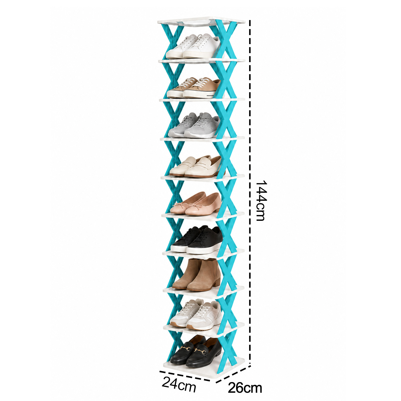 Image of Space-saving Corner Shoe Rack With 10 Tiers – Tall, Narrow, And Sturdy Plastic Shelf For 10 Pairs Of Shoes & Boots; Versatile Storage For Entryway, Closet, Garage, Or Living Room
