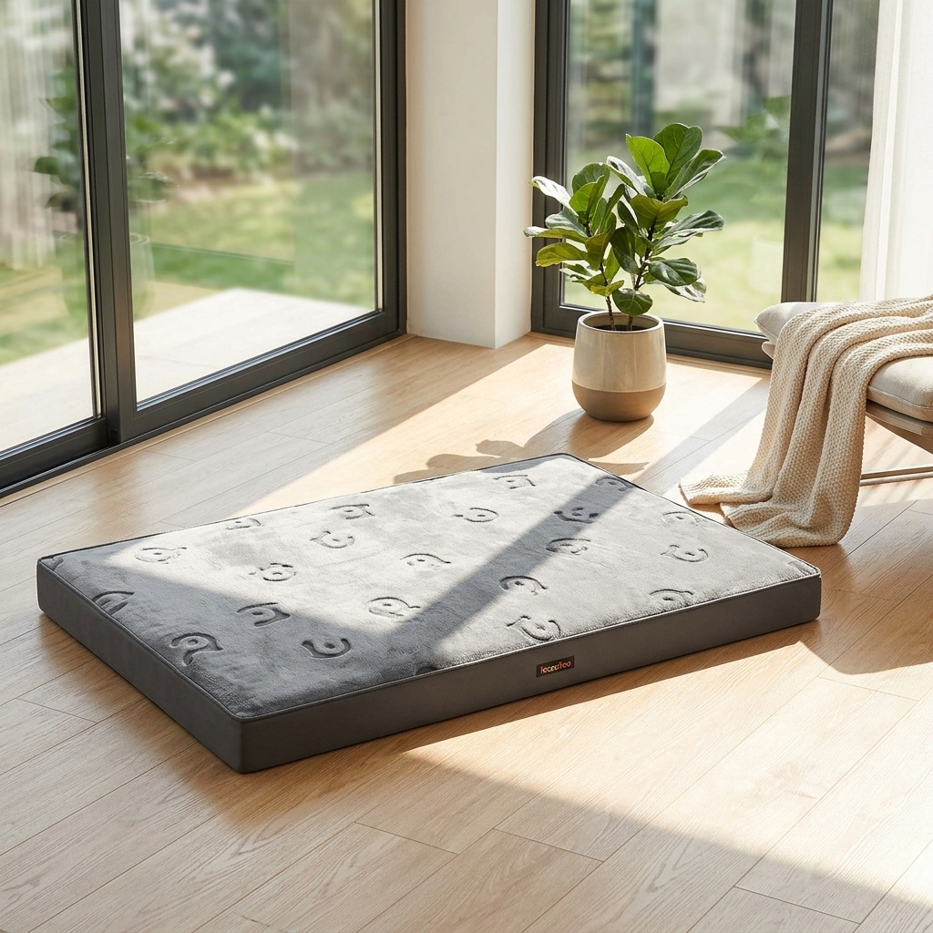 TEMU Cama para perros impermeable con espuma 120 x 74 x 10 cm gris