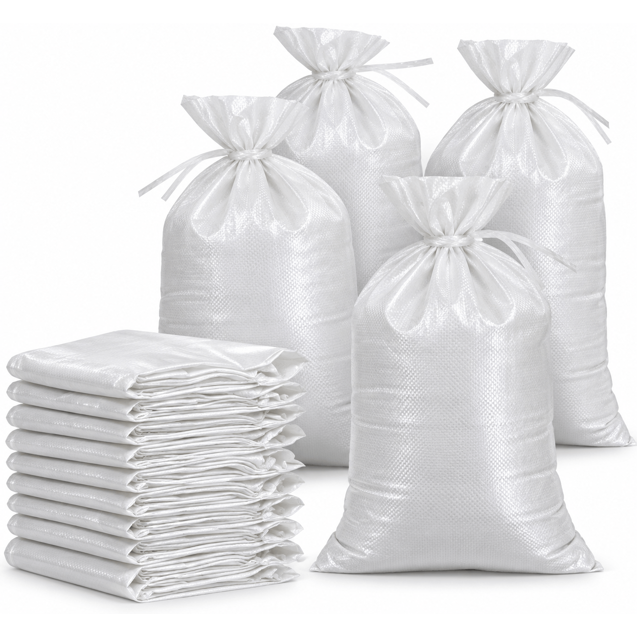 Image of Tk 10x Sandbags For Flooding – 40x50 Cm Woven Sacks – With Drawstring For Water Barrier