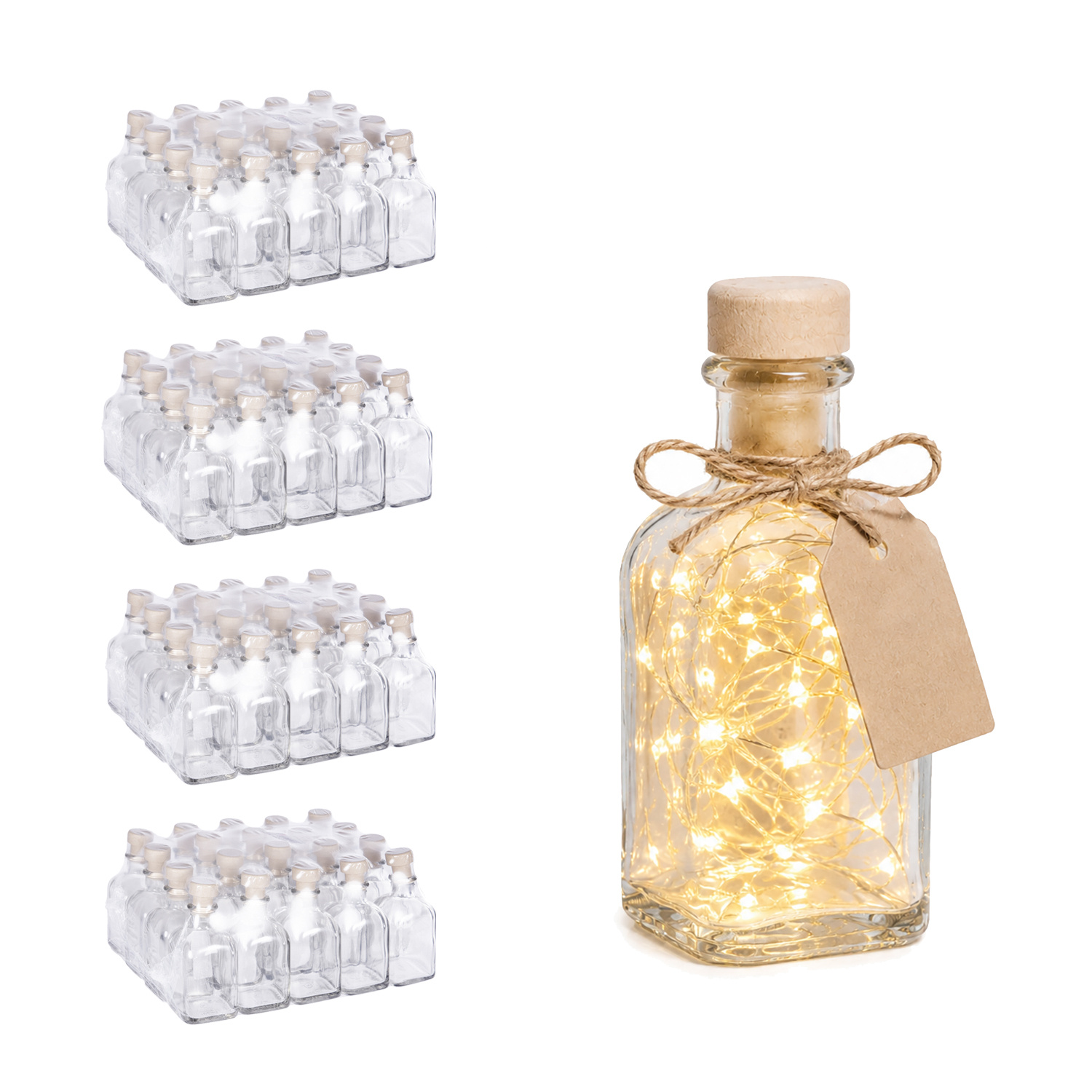 TEMU Botellas de Cristal 125ml con Tapón de Corcho Sintético. Pack 20, 40, 60 y 80 Frascas de Cristal y Resistente con Tapón, Cierre a Presión.