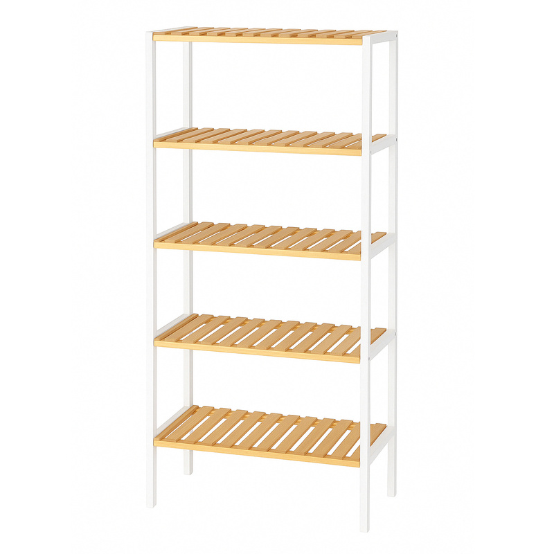Image of Belviona Bamboo Shelf With Multiple Tiers, For Bathroom, Kitchen, Hallway, Or Living Room, Moisture-resistant, Space-, Sturdy, Stackable, Made Frommaterial