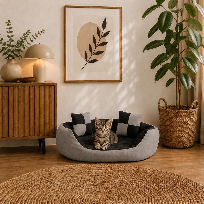 Image of 4-in-1 Cat Bed With Reversible Cushion, Deep Entry, Scratch-resistant Oxford Fabric, Water-repellent, Easy To Care For, With Play Cushion, Ideal For All Age Groups