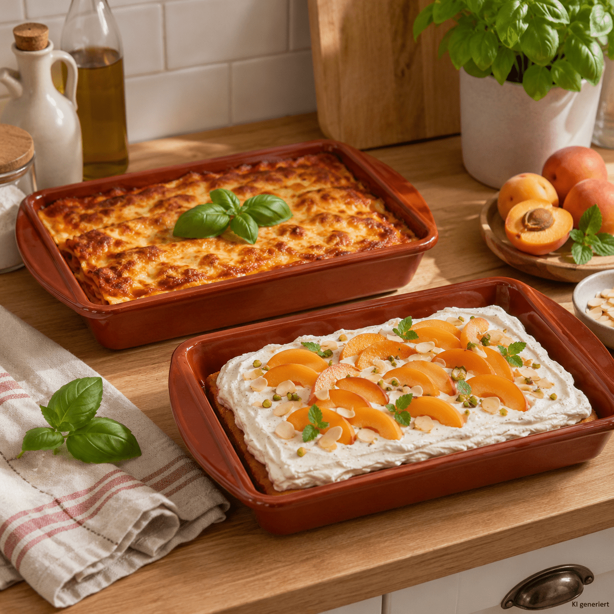 2-piece Set Ecki L Clay Casserole Dish, Reddish-brown, Mediterranean Rectangular Clay Baking Dish For Casseroles, Lasagna, Cakes, Desserts, Antipasti, Ideal For Air Fryer & Oven