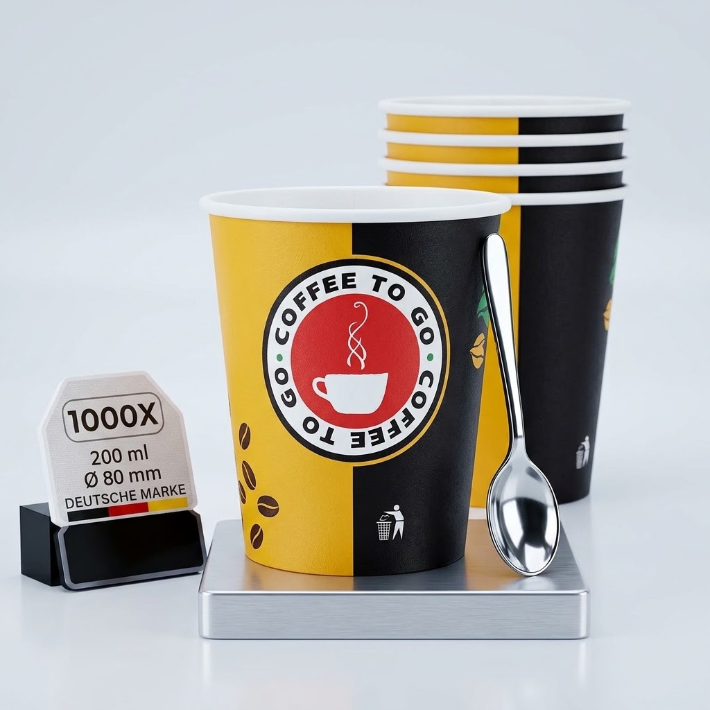 Paper Cups 200ml (8oz) For Hot Drinks, 1000 Pieces - Disposable Coffee To Go Cups