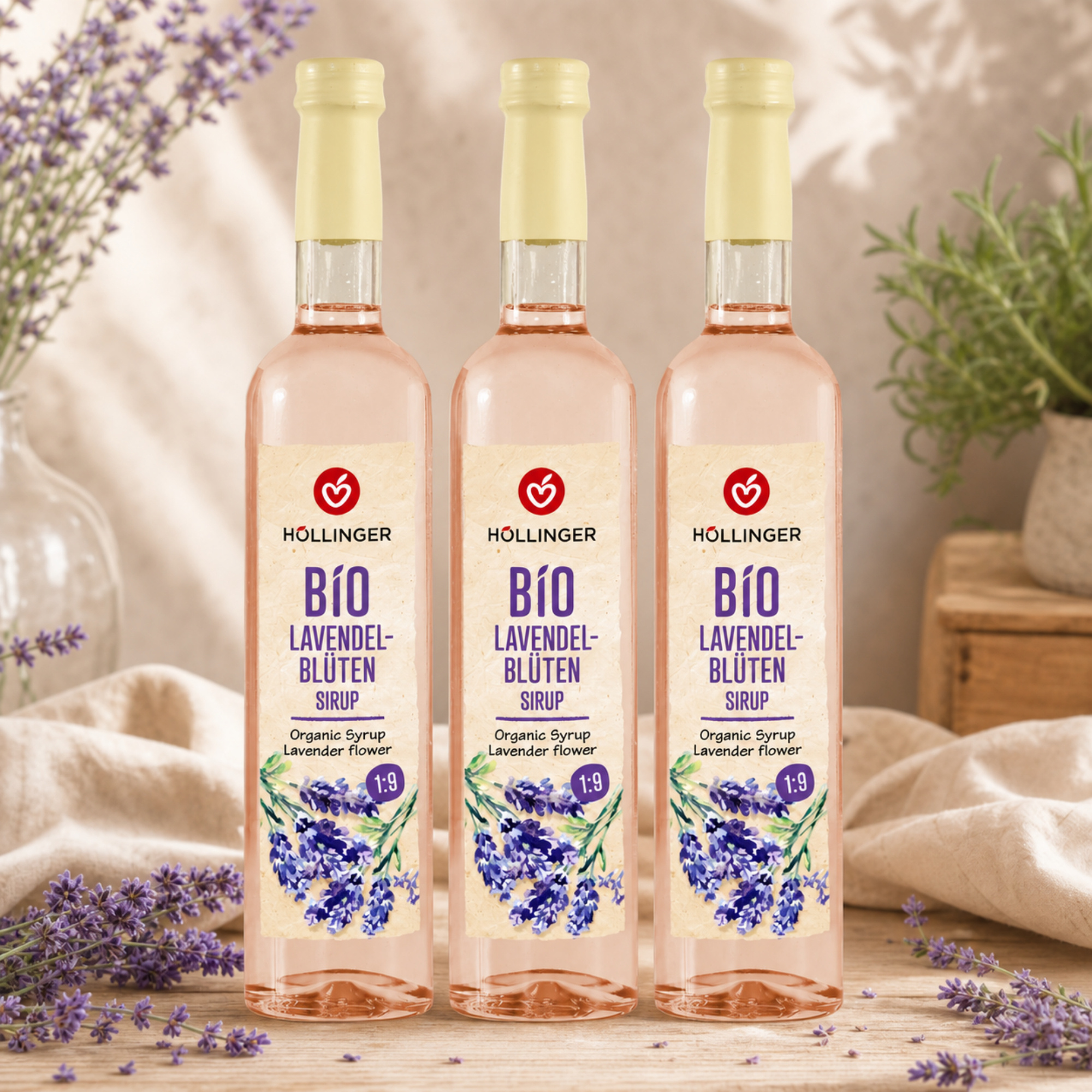 Image of Höllinger Lavender Syrup, Beverage Syrup, Vegan, 3 X 500ml