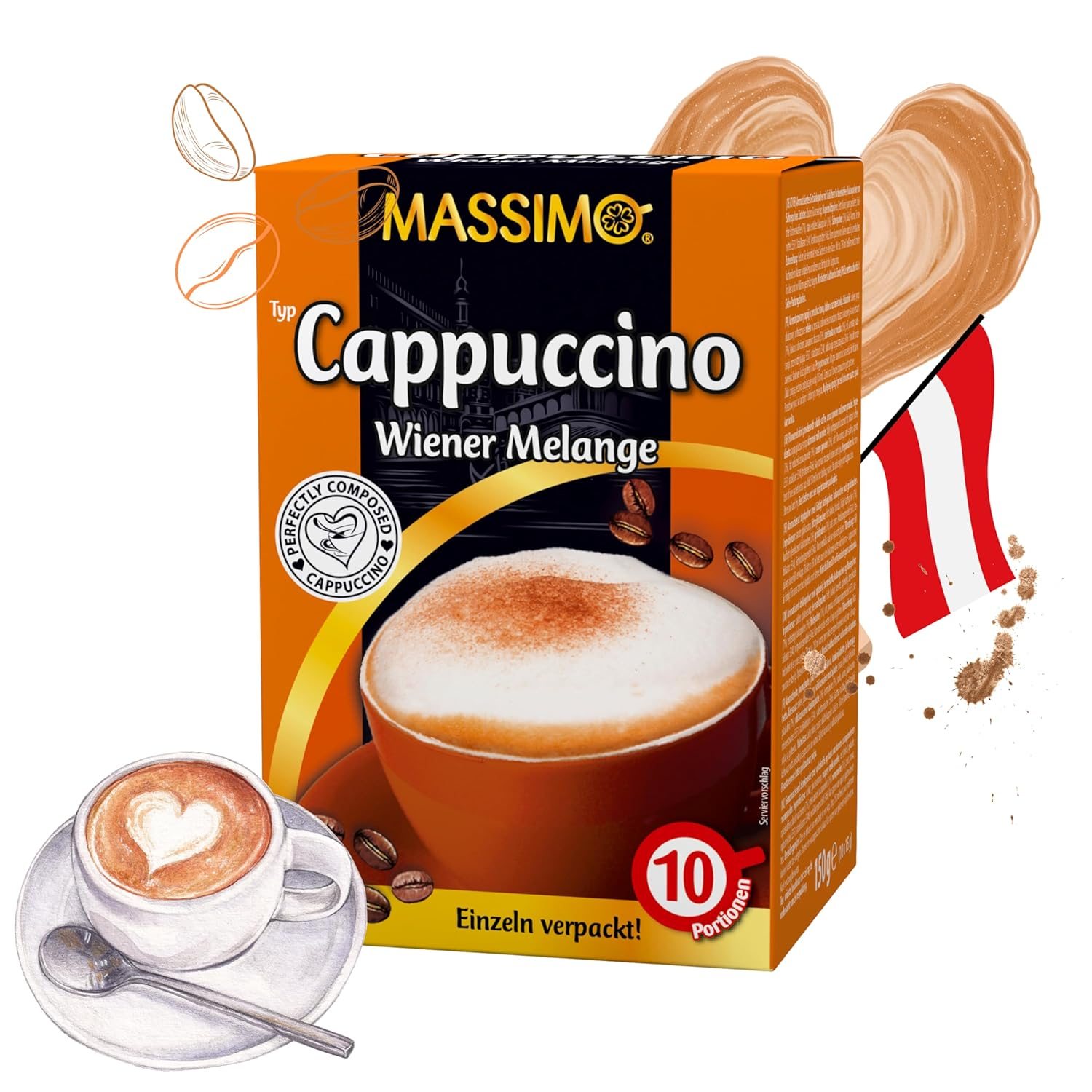 Image of Maximum Cappuccino Vienna Melange 150g Instant Coffee - Aromatic Beverage Powder With Soluble Bean Coffee