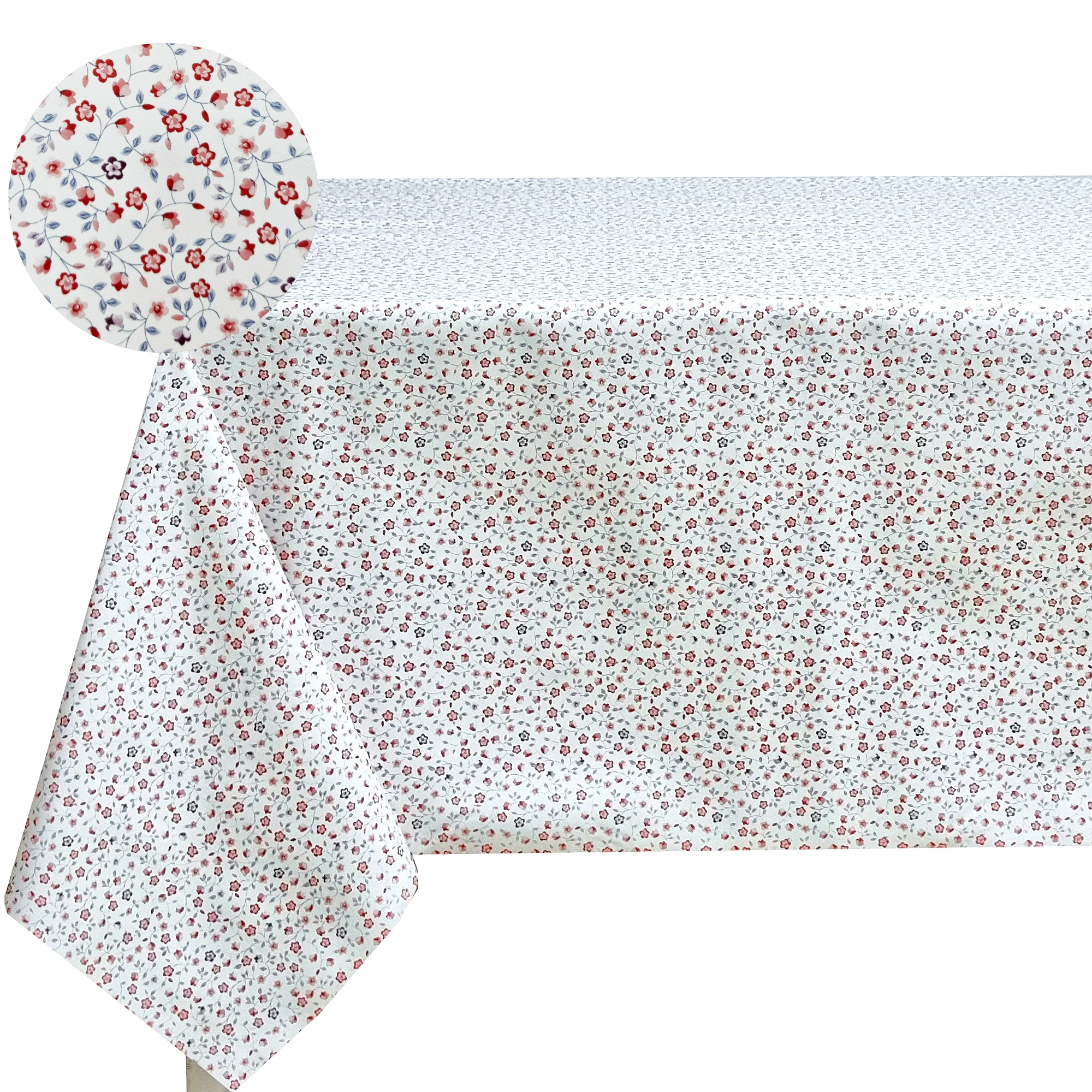 TEMU Mantel de Hule PVC Antimanchas e Impermeable para Mesa Rectangular, Diseño Floral con Pequeñas Flores , Fácil de Limpiar, para Cocina, Comedor y