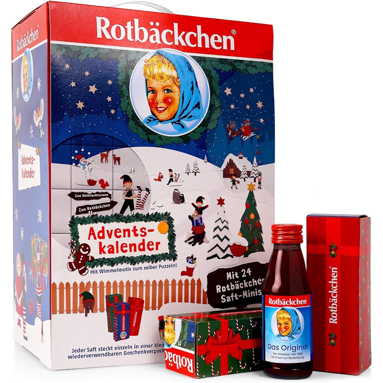 Rotbäckchen Advent Juice Calendar 2026 - 24 X 125ml Mini Juices, Various Fruit Mixes, Ideal As A Gift