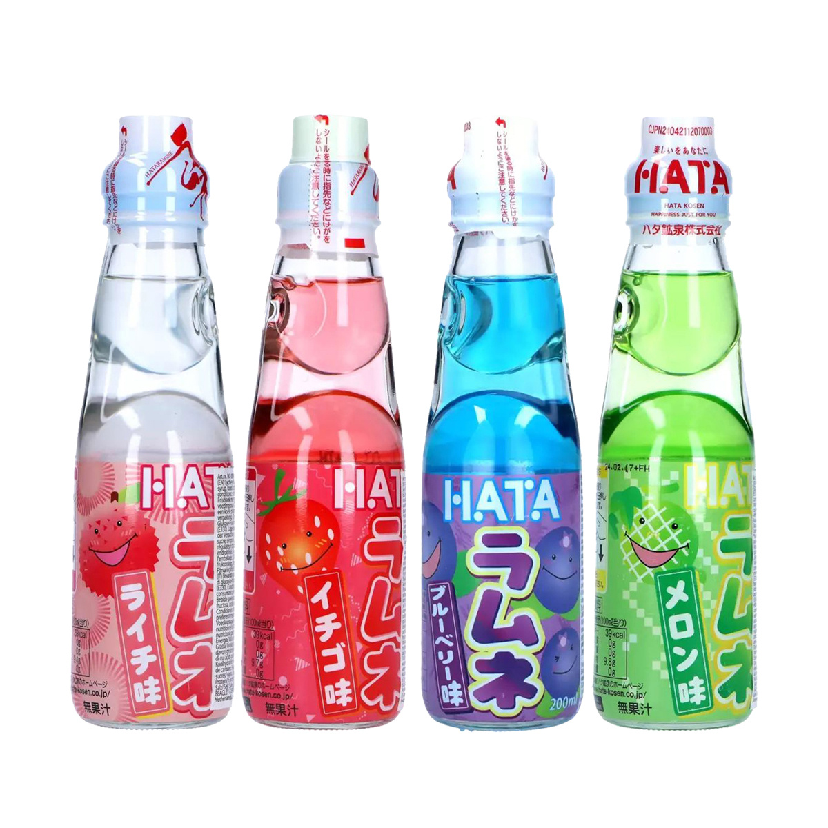 Image of Hata Kosen Ramune Mix Melon Strawberry Lychee Blueberry 200ml 4-pack