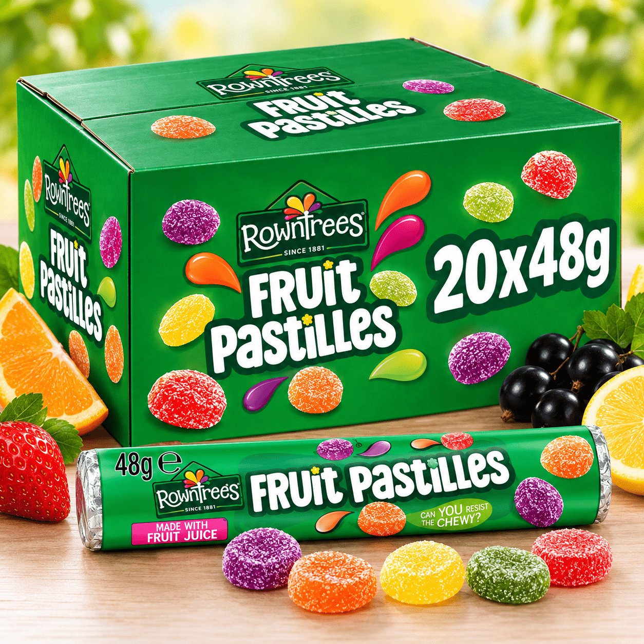 TEMU Rowntree's Fruit Pastilles Sweets Tube 48g (pack Of 10 ) - Packed In Loose Box