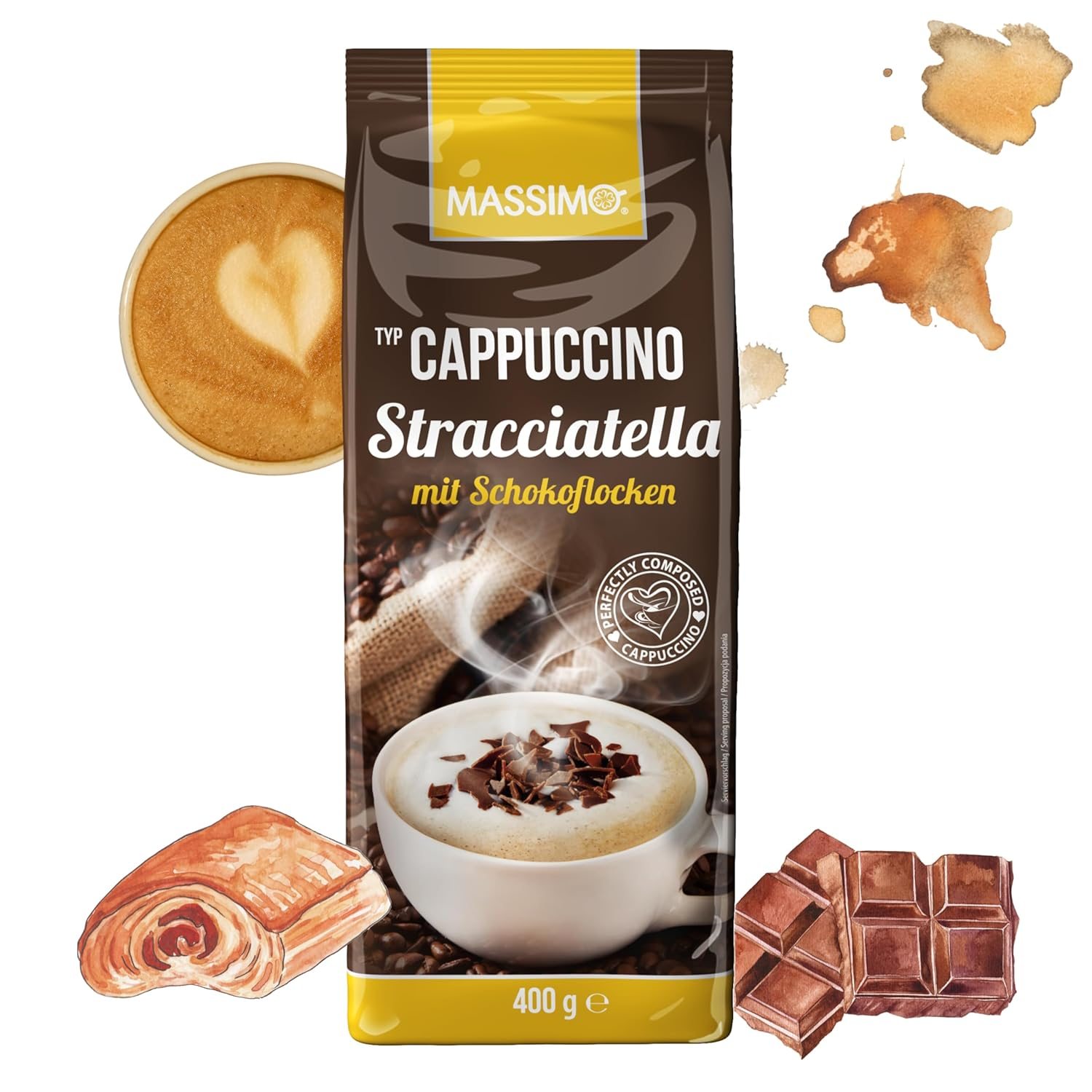 Image of Maximum Cappuccino Stracciatella With Chocolate Chips 400g With Soluble Coffee Beans And Milk Chocolate Chips