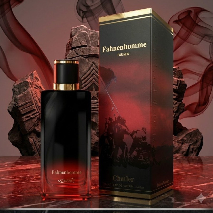 Image of Everlyx - Fahnhomme By Chatler , 100 Ml - And Elegant Fragrance With , Leather, And - Ideal For And Characterful Men - Presented In A Black-red Gradient Bottle With Golden Details