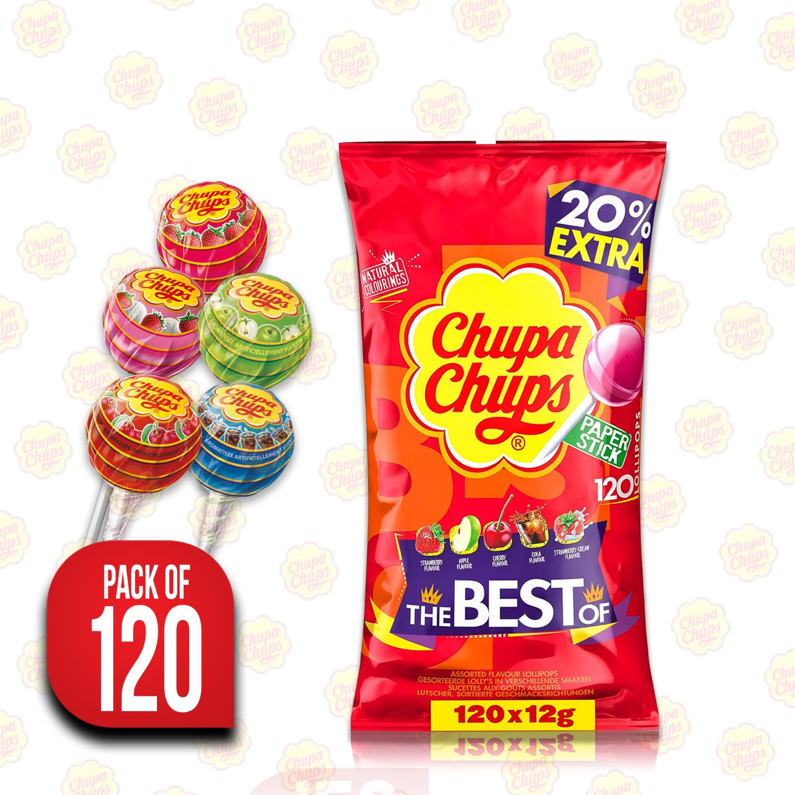 TEMU Chupa Chups - The Best Of Chupa Chups Lollipop Party Bag - 5 Flavours X 120 Lollies
