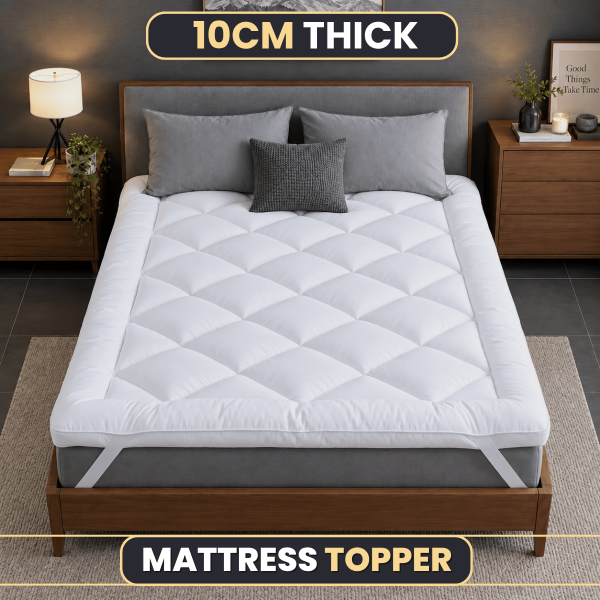 TEMU Topper Per 10 cm Per il Mal Di Schiena, Qualit� Premium Con Imbottitura Da 1000 g/m簡; Realizzato in Schiuma Morbida e Traspirante, Lavabile,