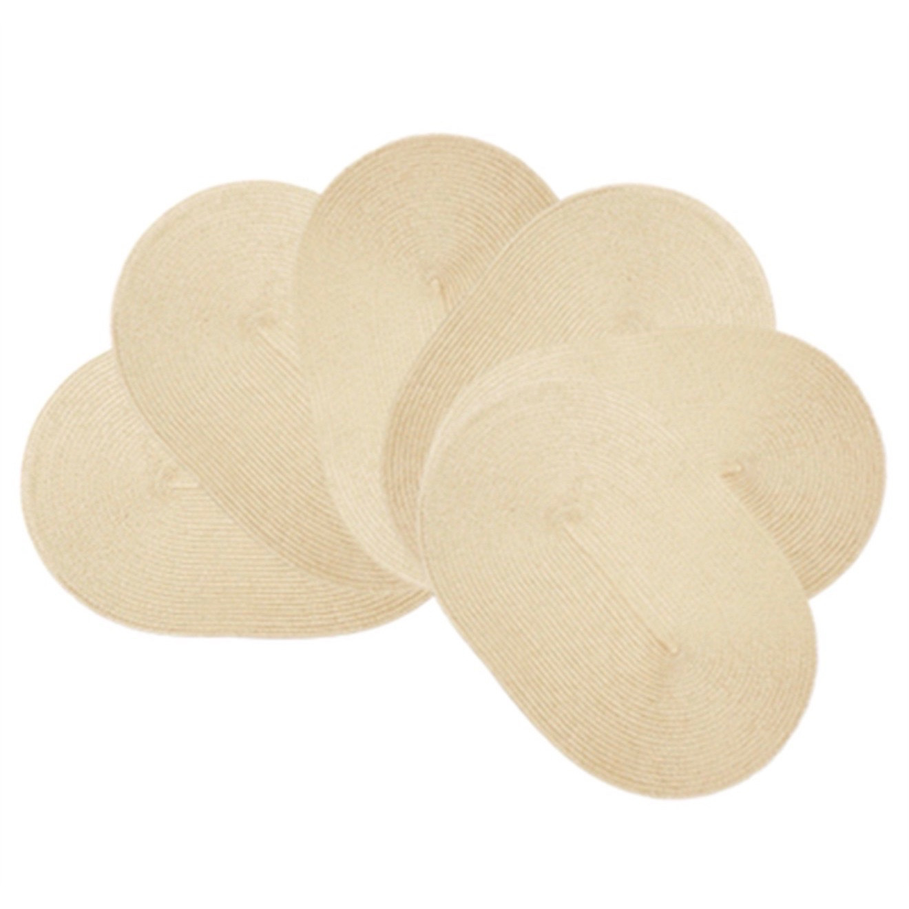 Image of 6-piece Set Of Oval Placemats, 45 X 30 Cm – Braided Polypropylene Placemats In Light Brown | Washable | Non-slip | Heat-resistant | Water And Stain Repellent