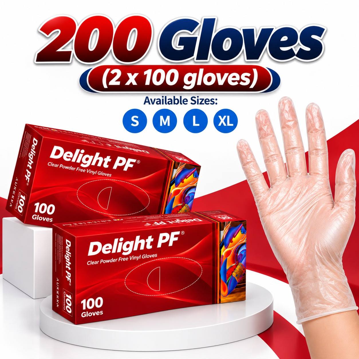 TEMU 2 Boxes (2 X 100 Boxes 200pcs) Clear Vinyl Disposable Gloves, Powder Free, Cooking, Cleaning Household Box Purpose S, M, L, Xl