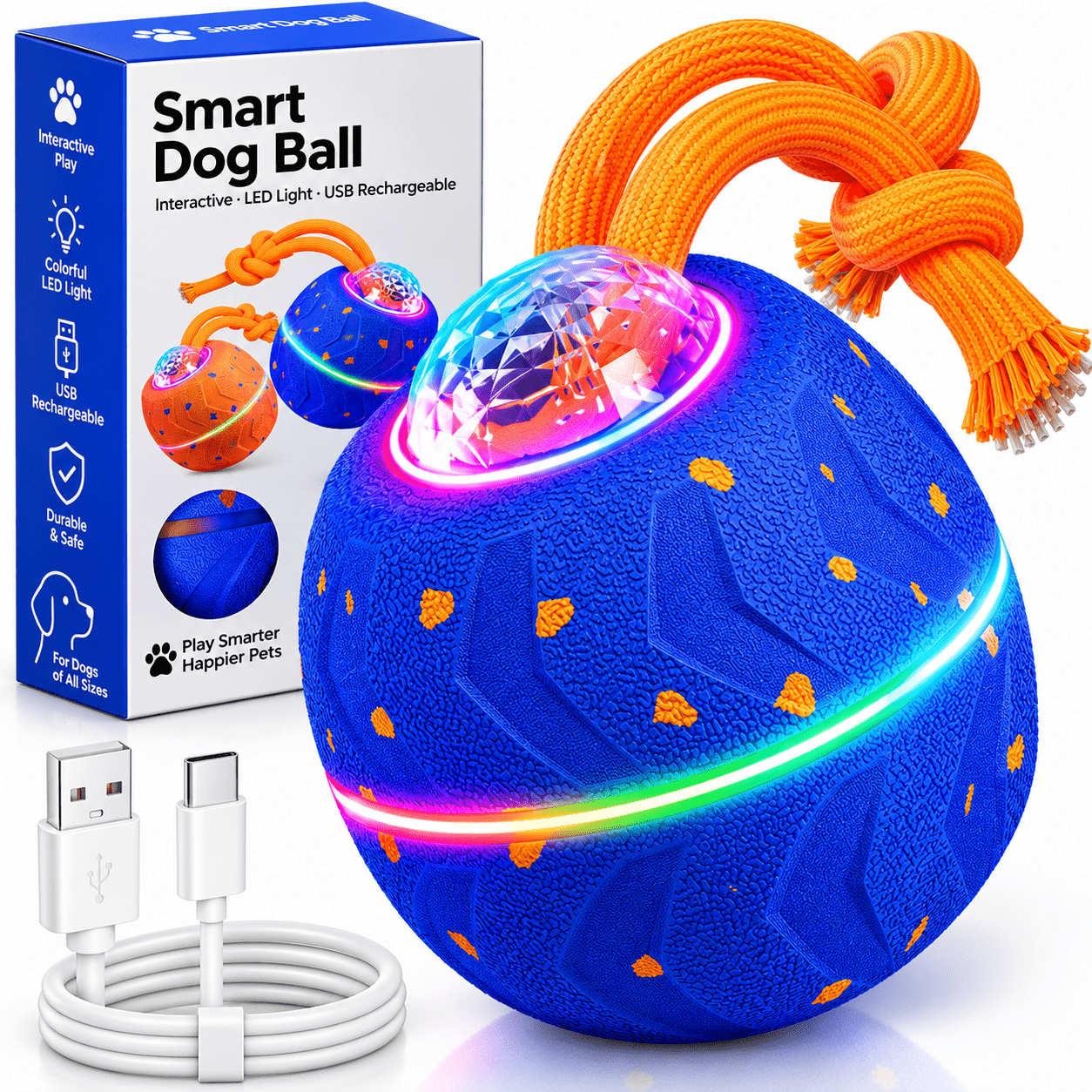 TEMU Balle interactive pour chien avec queue, roulement automatique et , jouet en E-TPU pour chiens de taille moyenne et grande
