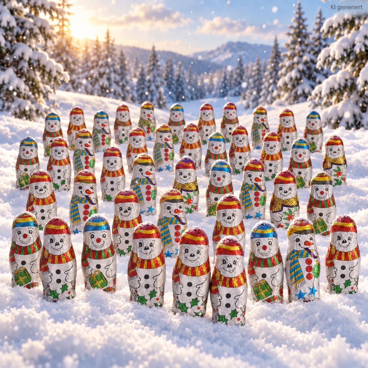 Image of Snowmen Milk Chocolate With Milk Cream Filling 5 X 85 G | 60 Pieces | Christmas Chocolate In Net | Individually Wrapped Chocolate Figures | Ideal For Gifting, Filling & Snacking