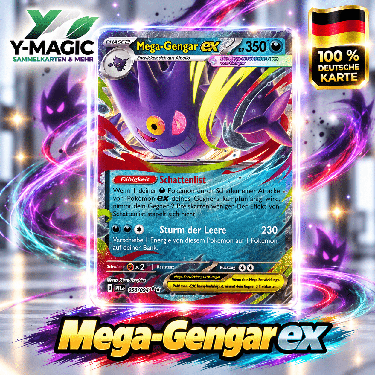 Image of Mega- Ex 056/094 - Flames - German Single Card - Double Rare - 350 - Mega Evolution