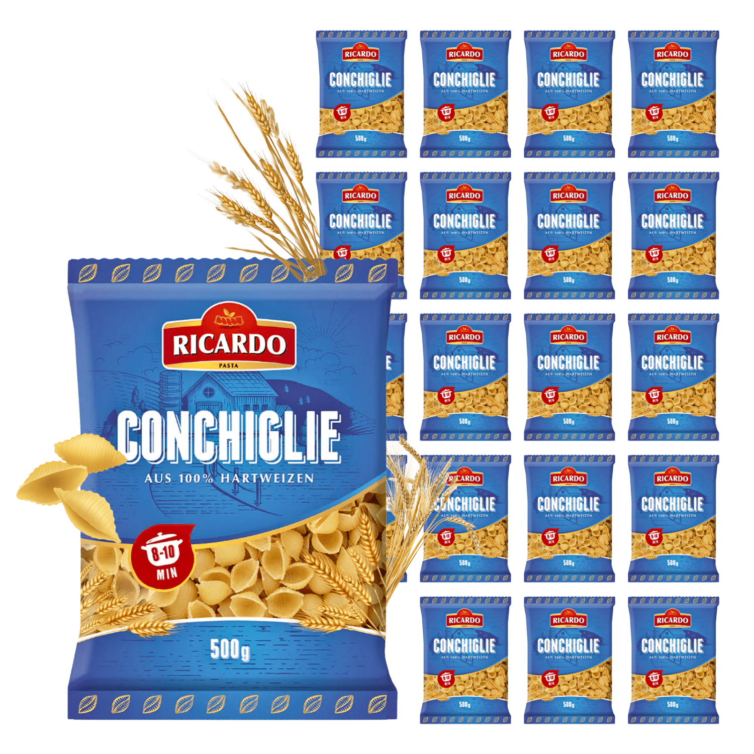 Image of Ricardo Pasta Shell Pasta Conchiglie 20 Pack X 500g Shell Pasta Value Pack