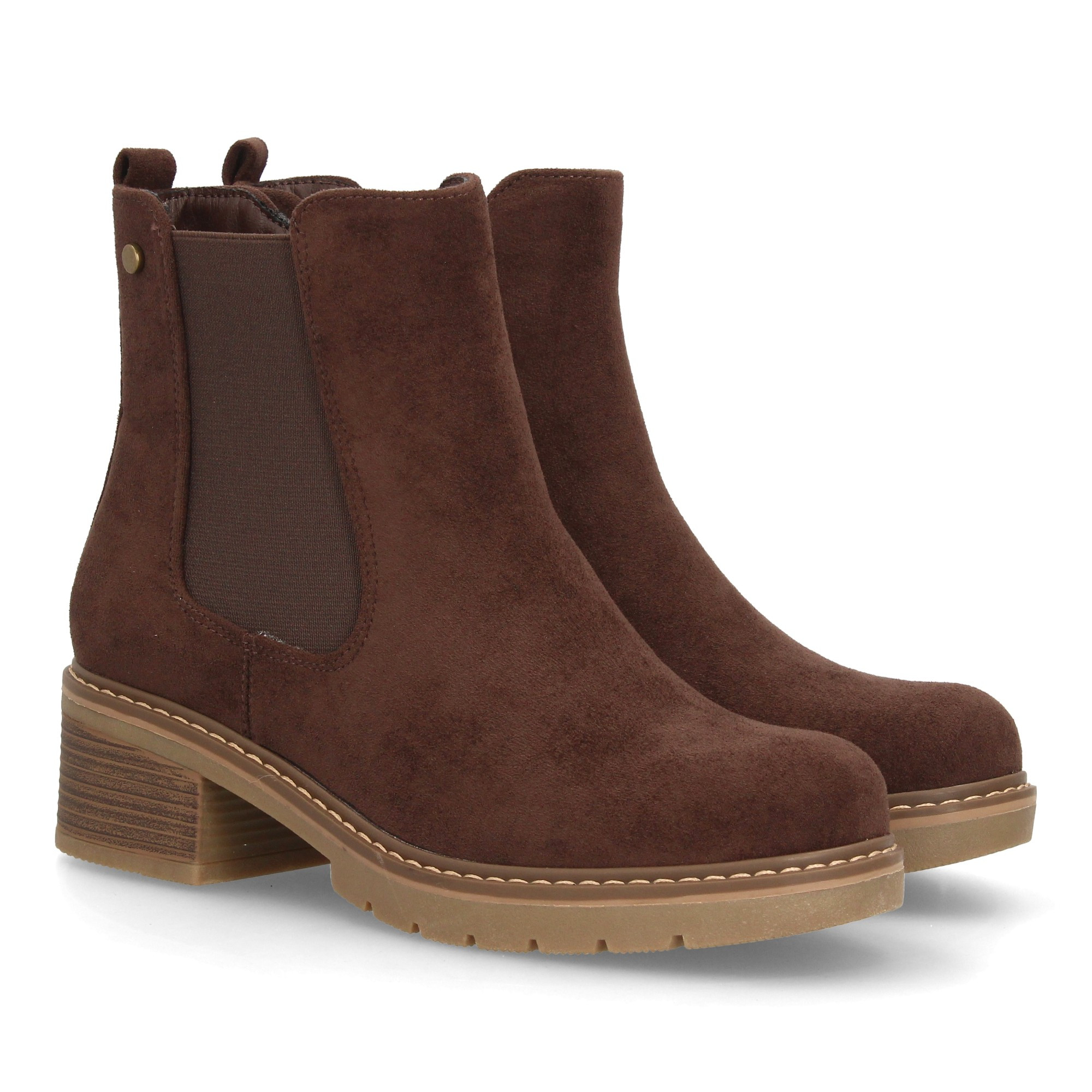 Image of Women's Chelsea Boots With A Casual Design, Zipper Closure. Feature Elastic Side Panels That Facilitate Putting Them On. Wide Comfortable Heel. Fall Winter.