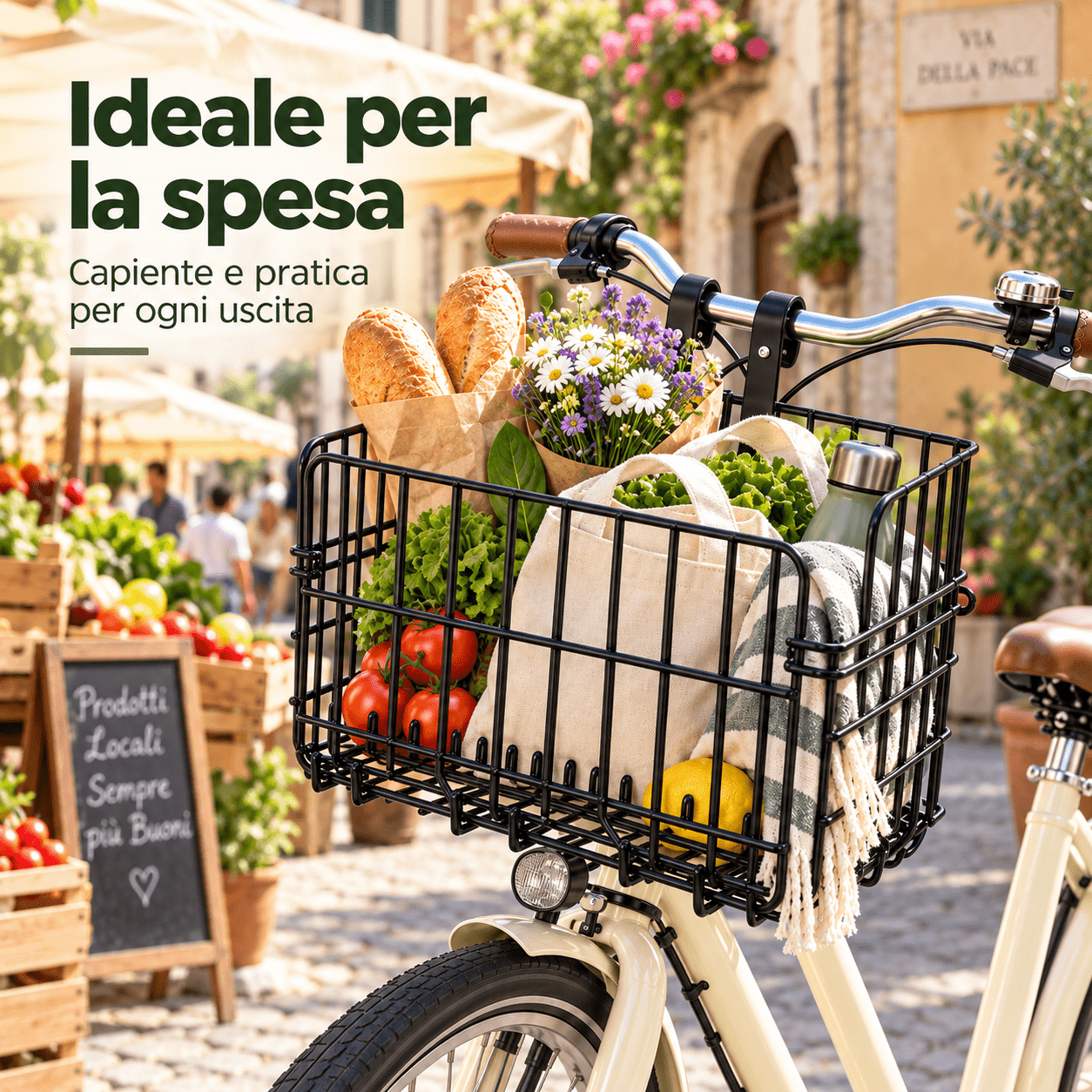 TEMU Cestino Anteriore per Bicicletta, Cesto Portaoggetti da Manubrio per Uso , Accessorio per Trasportare Borse, , Libri e Piccoli Oggetti, per Bici