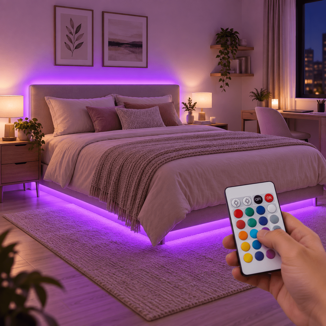 TEMU Tiras de Luces LED RGB de 10 m (2 × 5 m) para Decoración de Dormitorio, con Mando a Distancia de 24 Botones y Alimentación USB, Luces para TV,