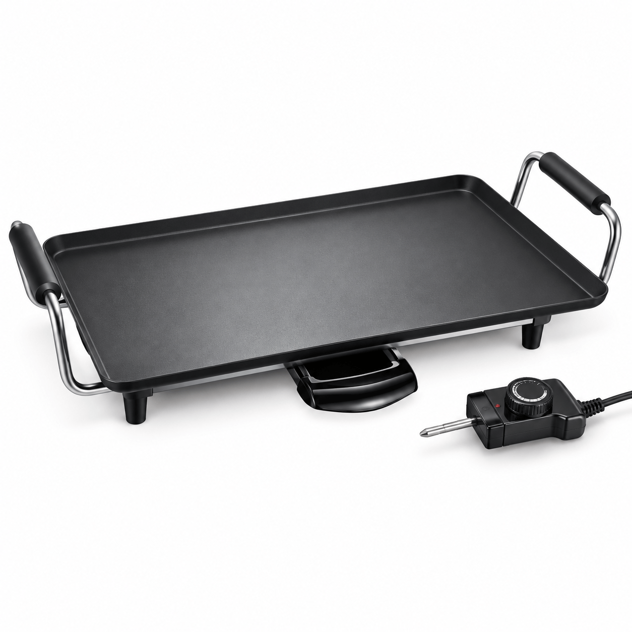 TEMU Parrilla de interior aluminio negro 2000 W superficie ,Plancha eléctrica de 2000 W con superficie antiadherente de 48,7 × 22,4 cm, para preparar