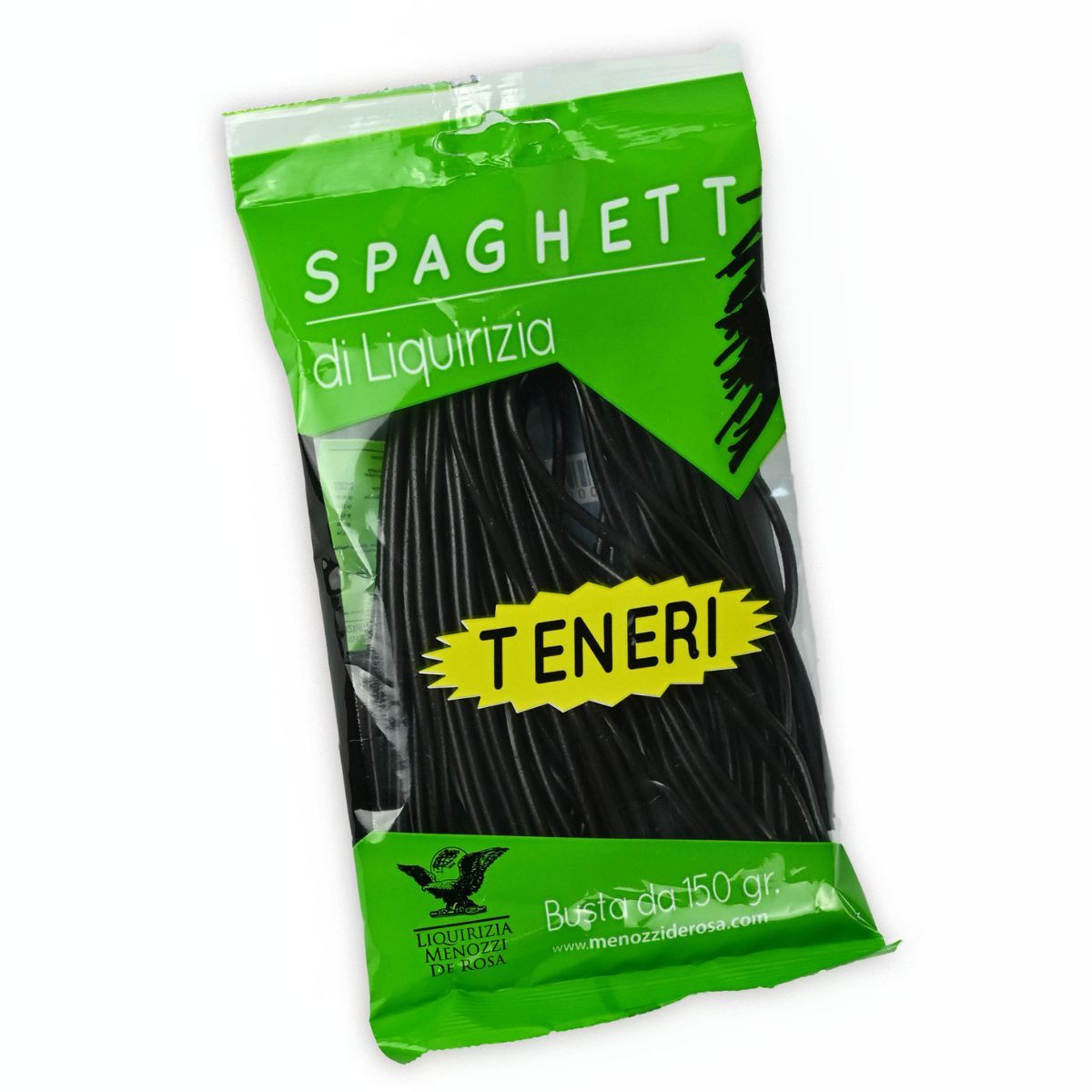 Image of Menozzi Licorice Spaghetti 150 G - Soft Italian Licorice Spaghetti