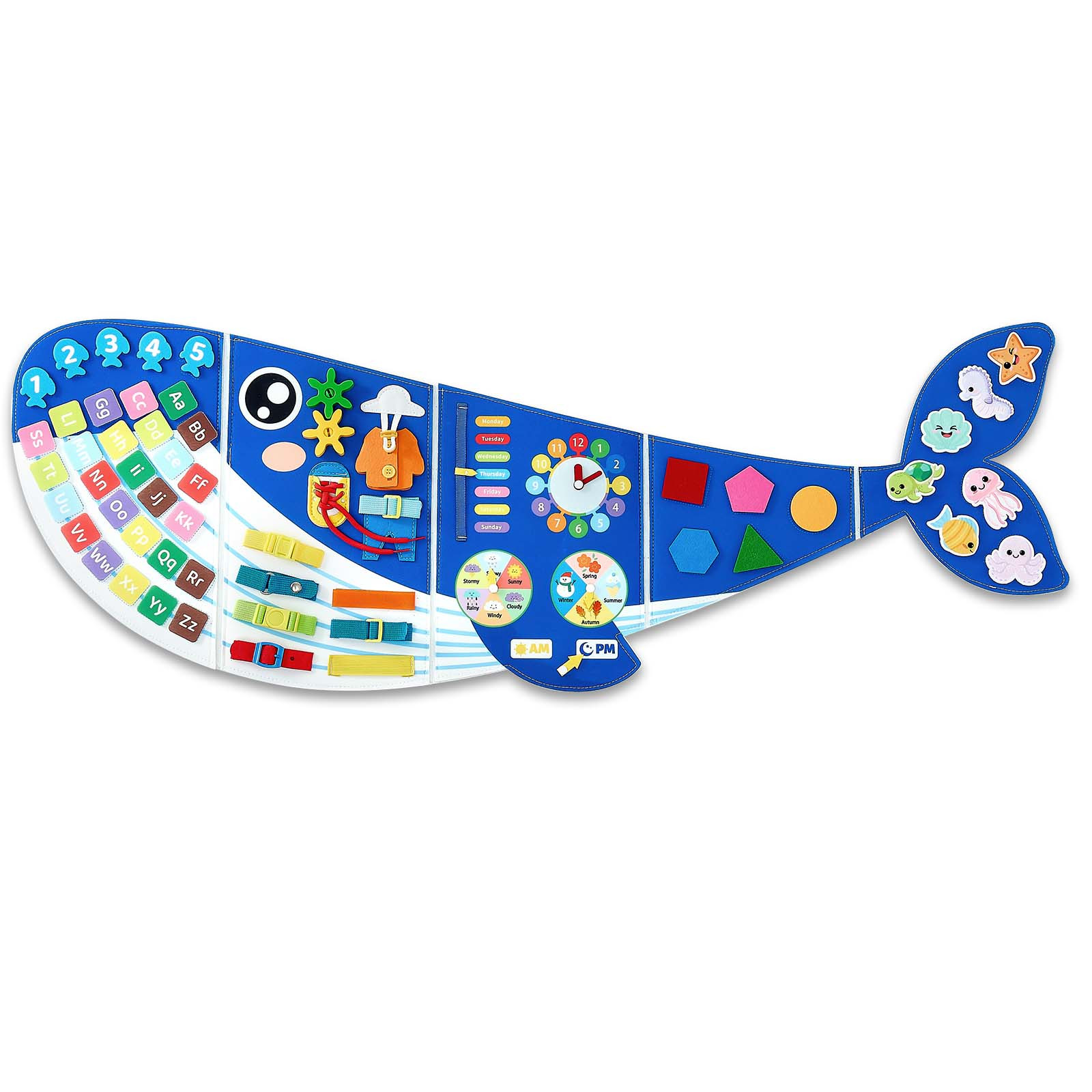 TEMU d'activités mural 12-en-1 en feutre, jouet d'activité pliable , pour voyage, garderie, salle de classe, salle de jeux, maison, panneau sensoriel