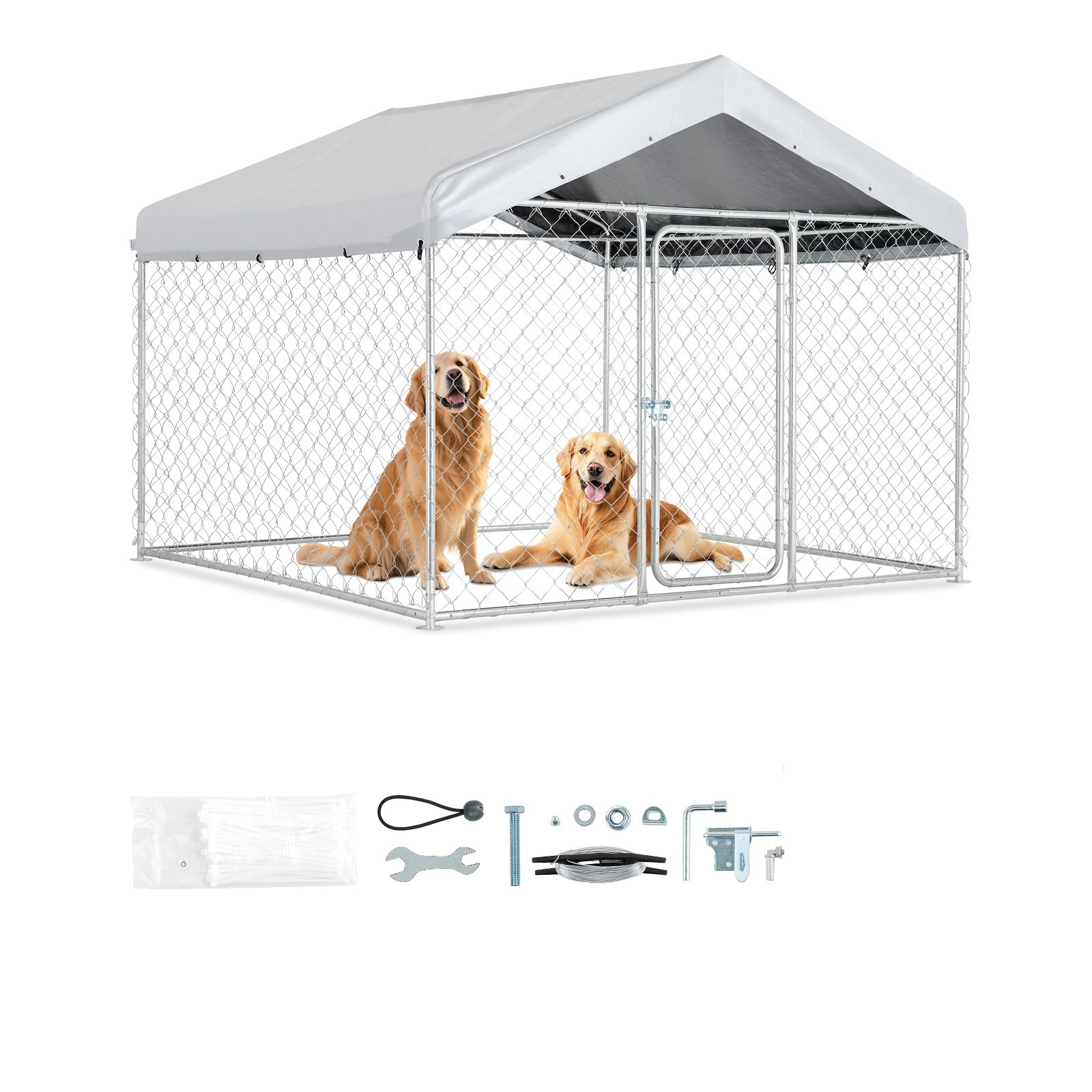 TEMU Cuccia per Cani da Esterno, 2 x 2 x 1,6 m, Cuccia Grande per Cani con Serratura di Sicurezza, Recinti per Cani Esterni con Copertura Resistente