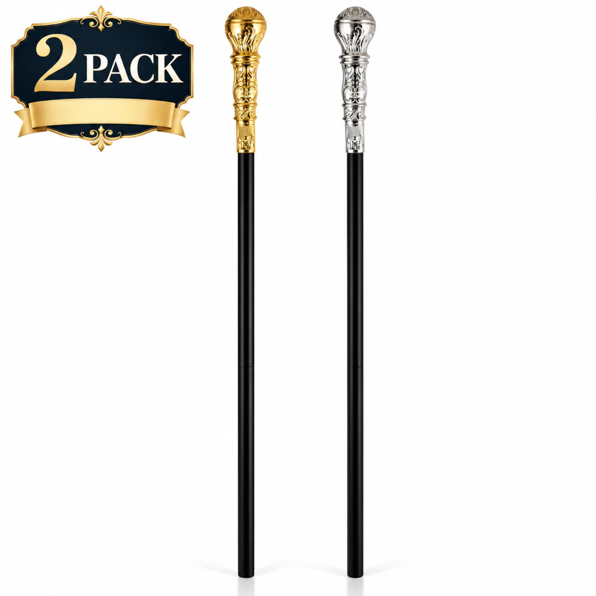 TEMU Pack Of 2 Fashion Decorative Sticks - Detachable Prop - Elegant Cosplay Cane Knob Crosier - Costume Accessory Suitable For , Halloween Costume,