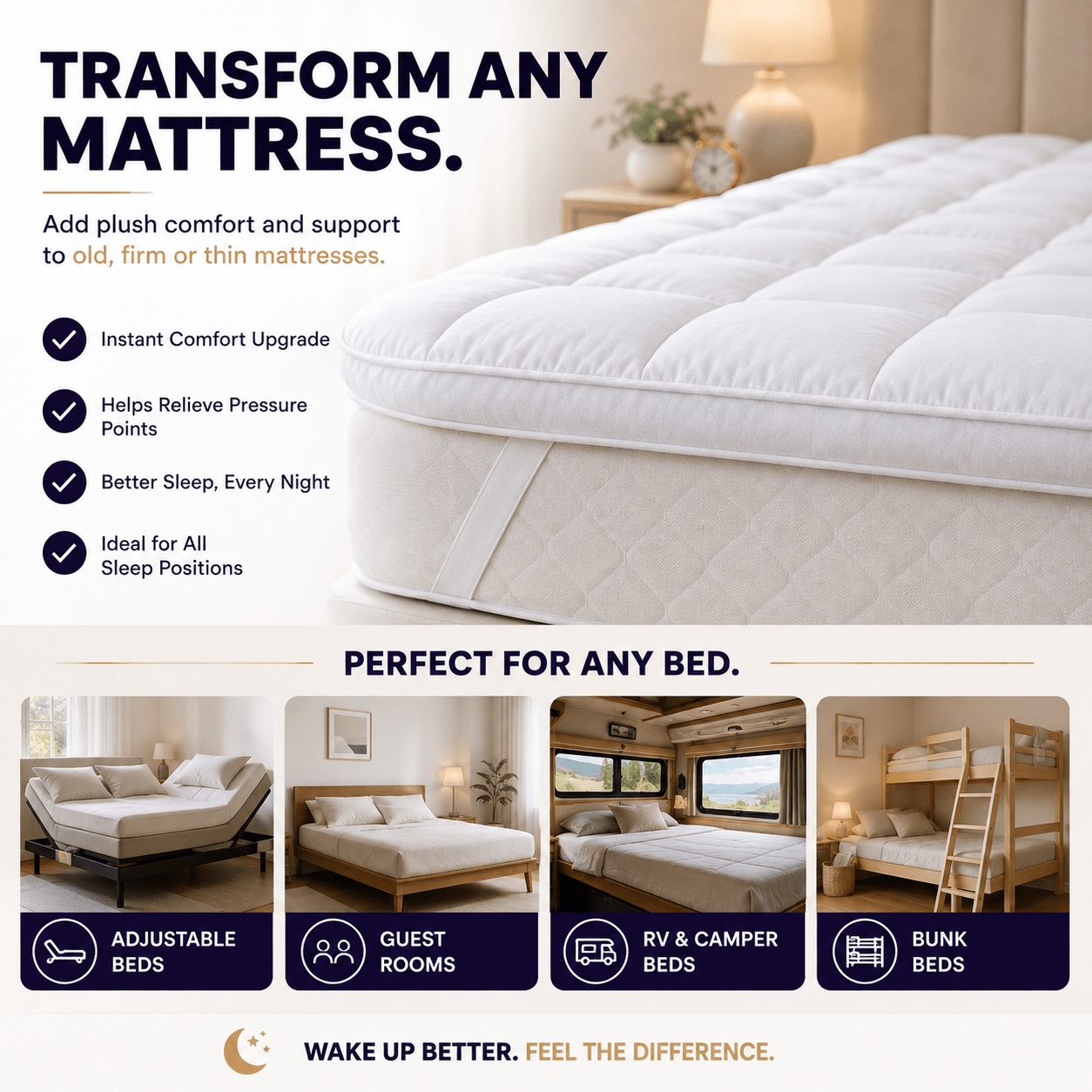 10cm deep luxury mattress topper   supportive quilted bed topper with breathable soft filling secure elastic straps deep  