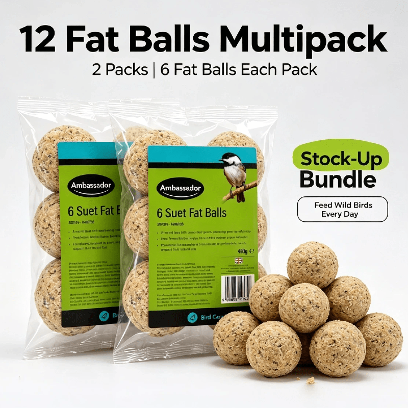 TEMU 2-pack Bird Fat Balls, 6 Fat Balls Each Pack 12 Fat Balls Total Flavour, Bird Food Multipack For Everyday Feeding And Stock-up, Includes: 2 Suet