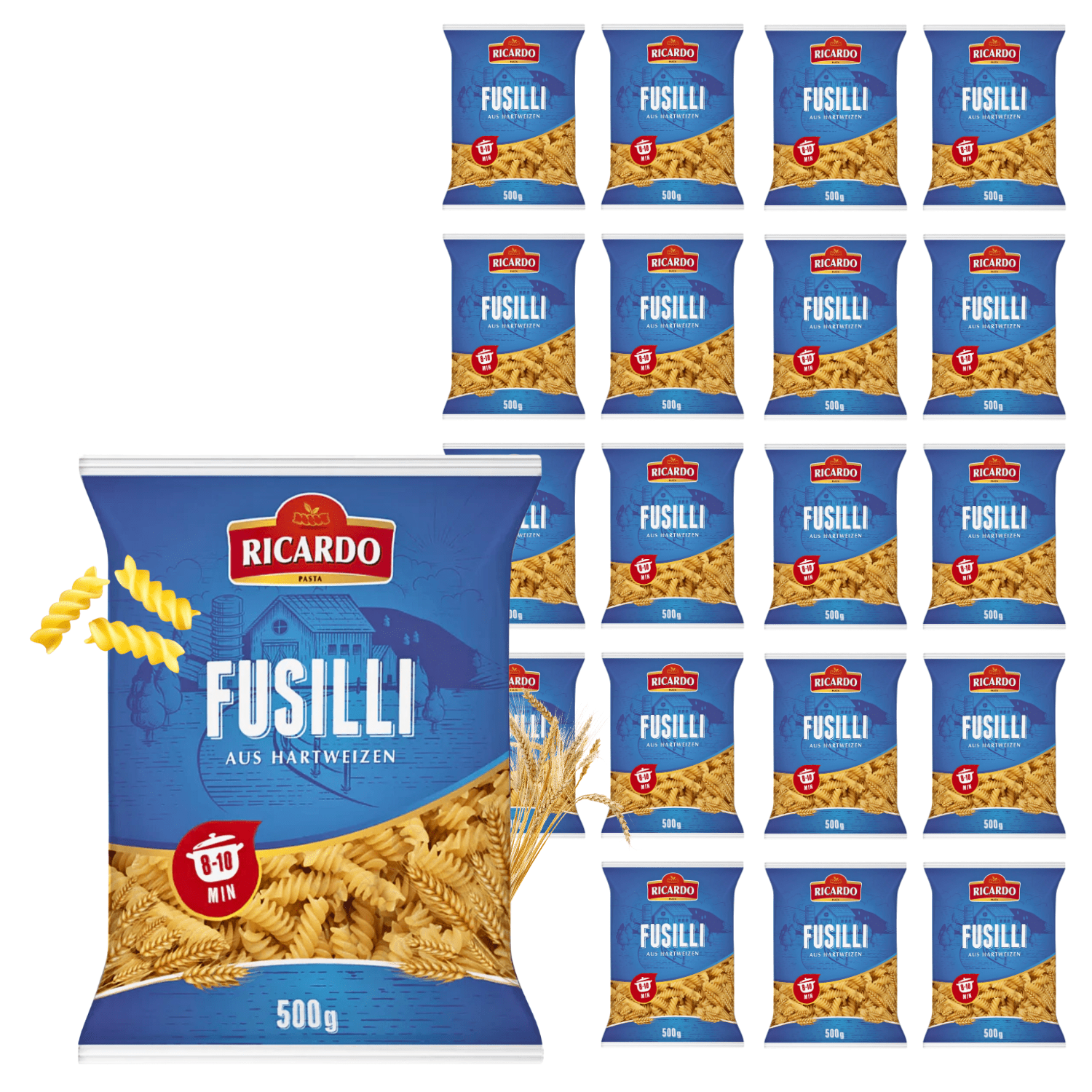 Image of Ricardo Pasta Fusilli 20 Pack X 500g Italian Noodles Advantage Pack