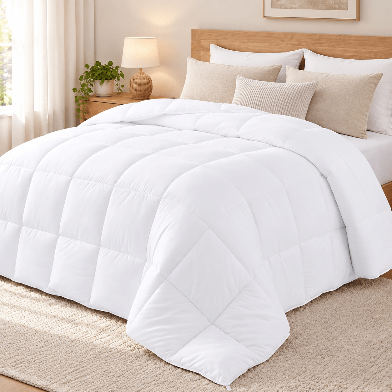 TEMU 180*220cm 400 g/m² Edredón de fibra sintética, confortable y transpirable, de , con un estilo nórdico que se perfectamente a cualquier hogar,