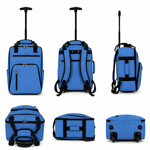 underseat easyjet cabin bag 45x36x20cm lightweight 2 in 1 wheeled backpack rucksack with telescopic handle wheels fits easyjet free underseat luggage