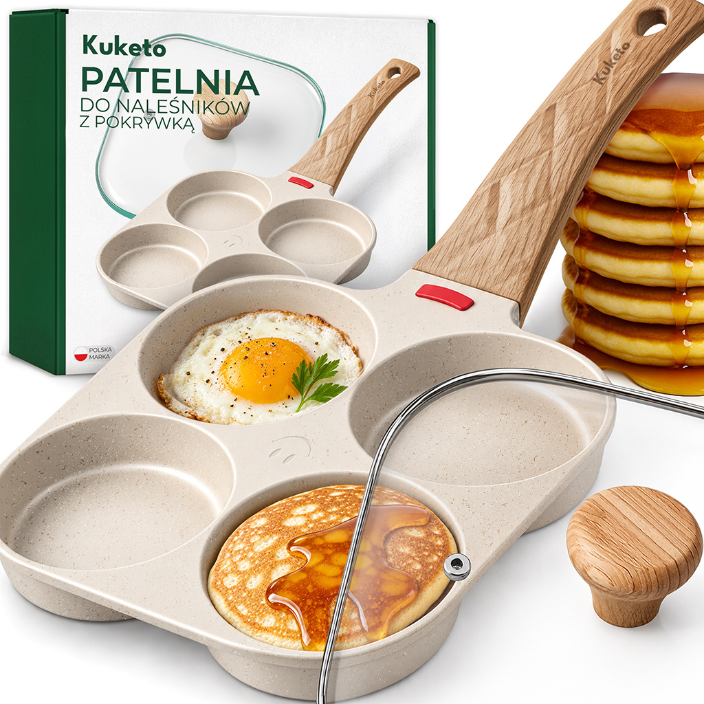 TEMU Kuketo - antiaderente con per uova, pancake e , 4 sezioni, antiaderente, per induzione, a gas ed elettrici, griglia, frittura senza grasso,