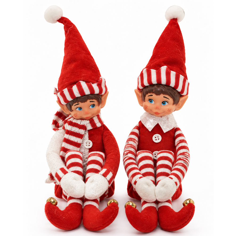 TEMU BAKAJI Set 2 Elfi Lui e Lei Decorazione Natalizia, Elfo di Natale con Cappello , Ornamento Peluche per Interni Natalizie Ideali per Addobbare